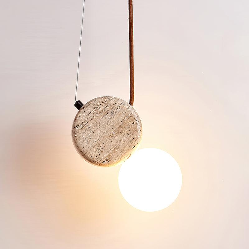 Tranquil Glow minimalistische Pendelleuchte aus Travertin – Durchmesser 4.3 Inch, G9-Fassung, dimmbar
