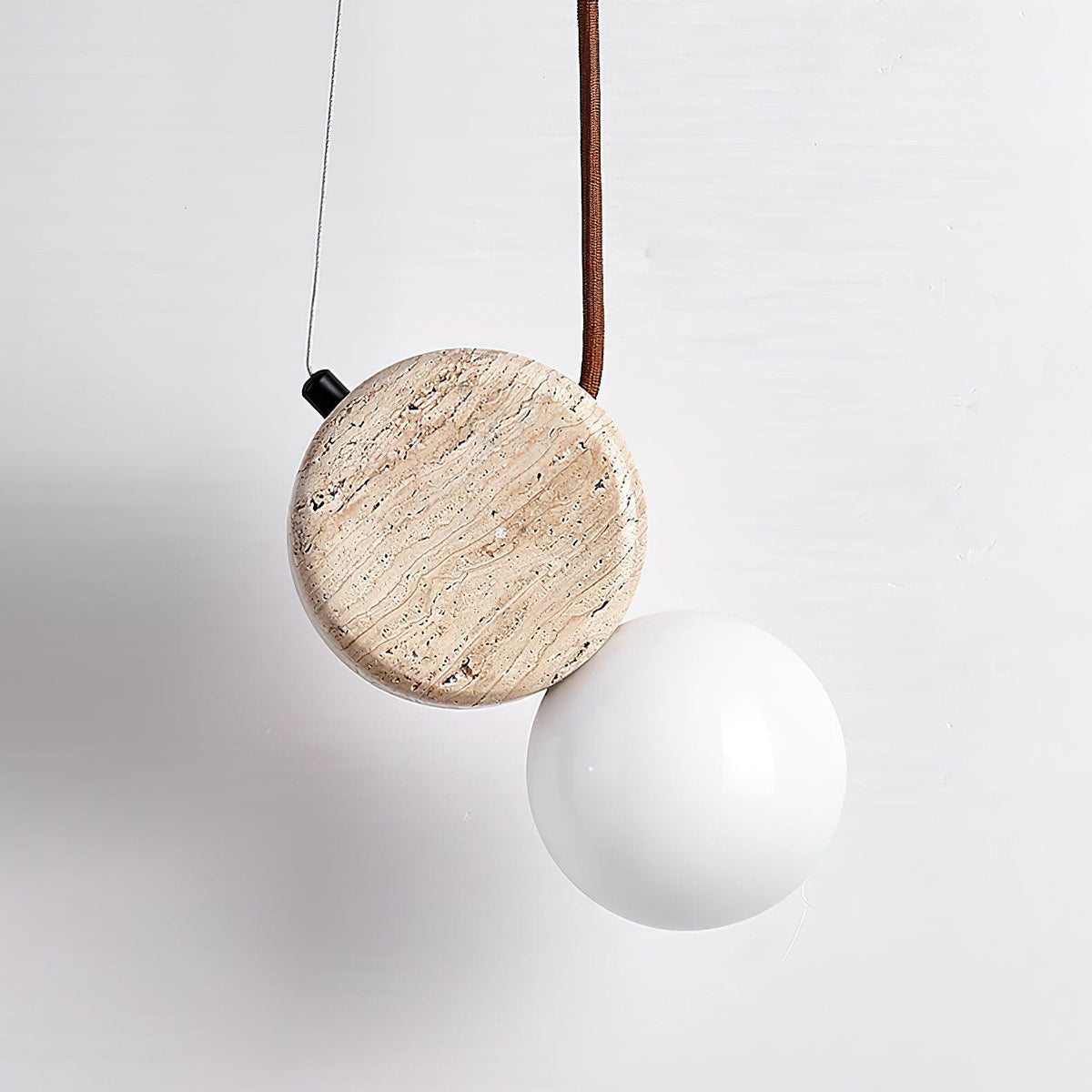 Tranquil Glow minimalistische Pendelleuchte aus Travertin – Durchmesser 4.3 Inch, G9-Fassung, dimmbar