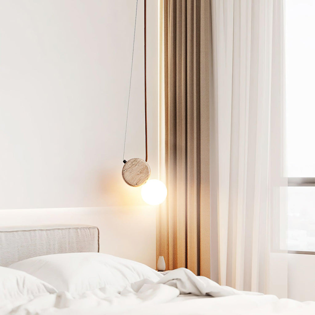 Tranquil Glow minimalistische Pendelleuchte aus Travertin – Durchmesser 4.3 Inch, G9-Fassung, dimmbar