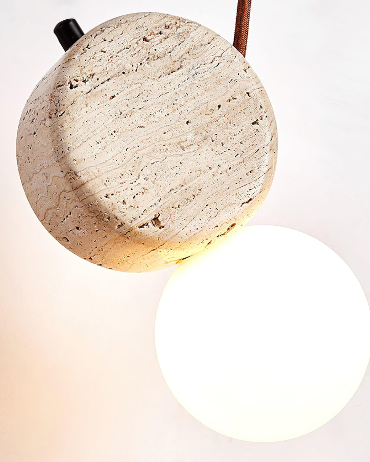 Tranquil Glow minimalistische Pendelleuchte aus Travertin – Durchmesser 4.3 Inch, G9-Fassung, dimmbar