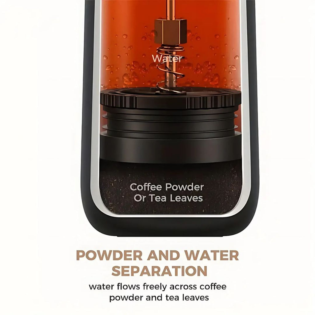 French Press Travel Mug - Double-Wall Stainless Steel - 320ml - Leak-Resistant Lid