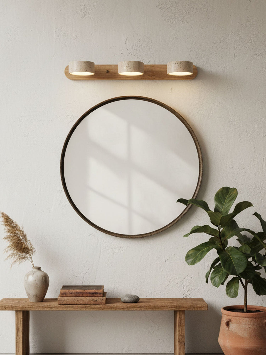 Travertine Duo Wall Light — Multiple Diameter Options