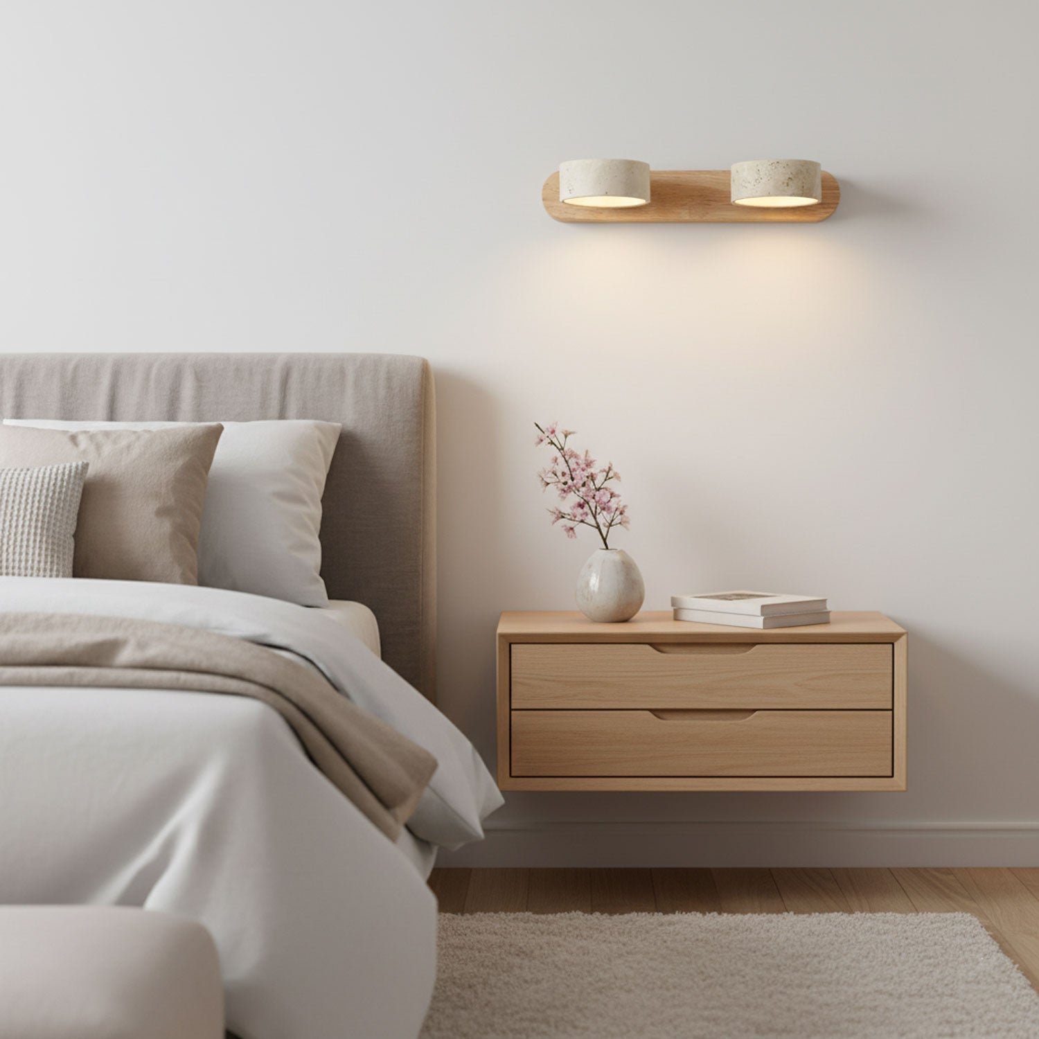 Travertine Duo Wall Light — Multiple Diameter Options