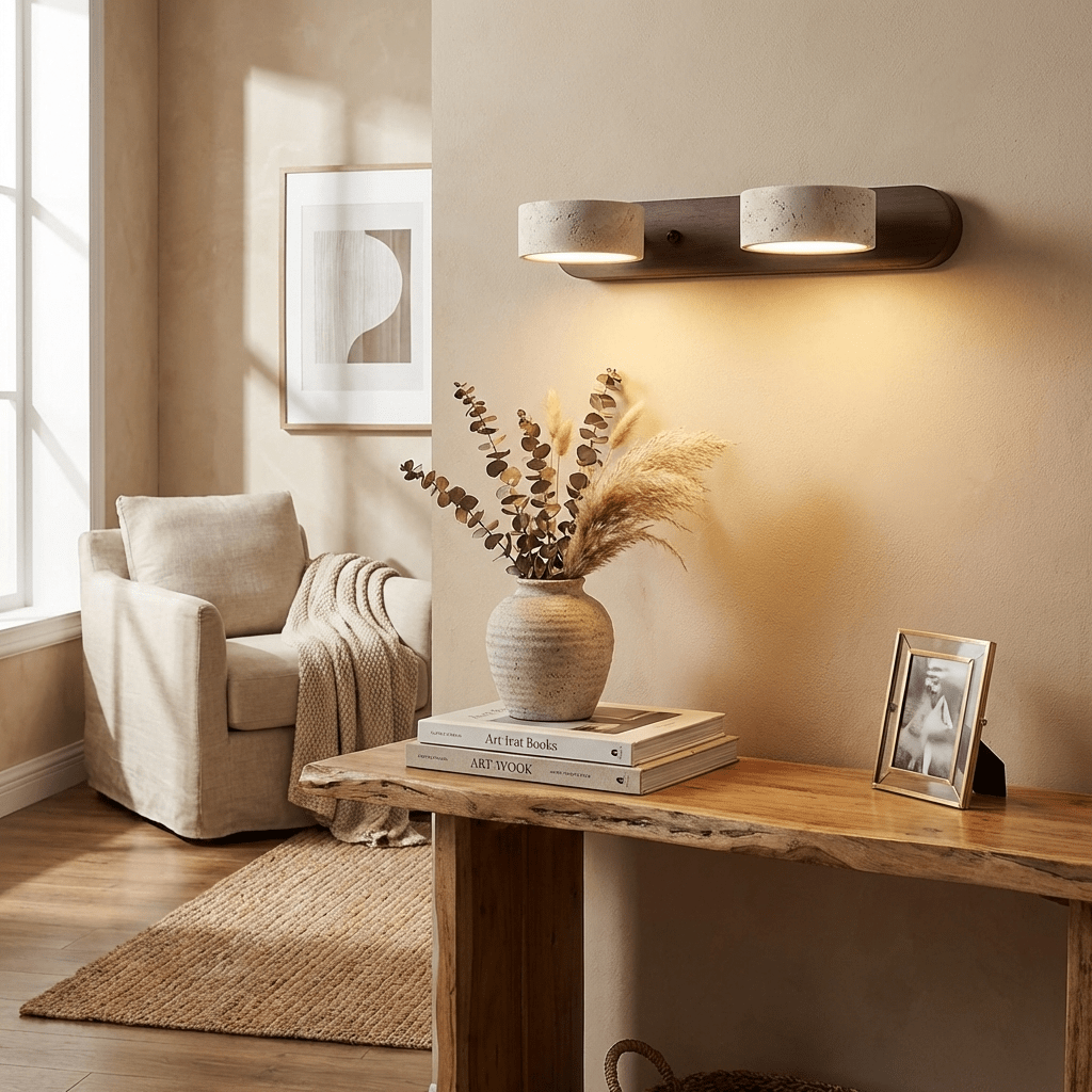 Travertine Duo Wall Light — Multiple Diameter Options
