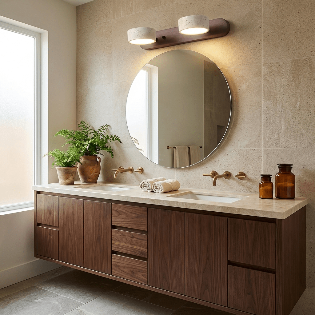 Travertine Duo Wall Light — Multiple Diameter Options