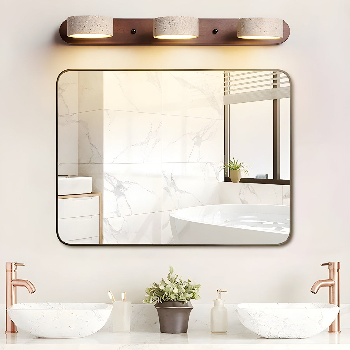 Travertine Duo Wall Light — Multiple Diameter Options