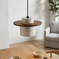 Travertine Elegant Minimalist Ceiling Lamp With Natural Shade