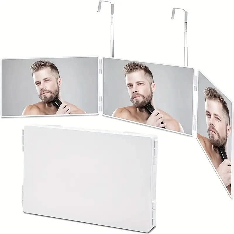 TriView faltbarer 3-Wege-Spiegel mit Haken für Make-up, Haarstyling und Rasieren