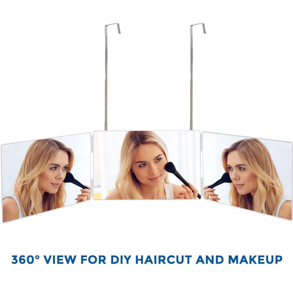 TriView faltbarer 3-Wege-Spiegel mit Haken für Make-up, Haarstyling und Rasieren
