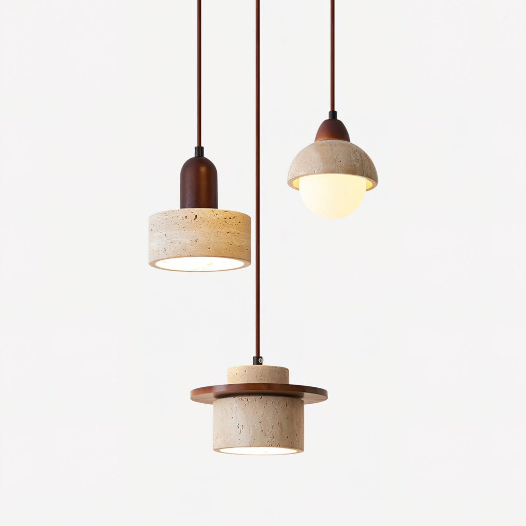 Lunara Travertine Multi-Light Pendant Lamp Set