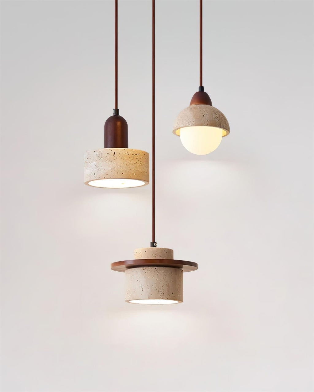 Lunara Travertine Multi-Light Pendant Lamp Set