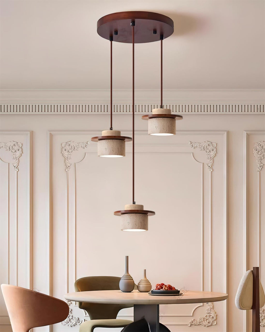 Lunara Travertine Multi-Light Pendant Lamp Set