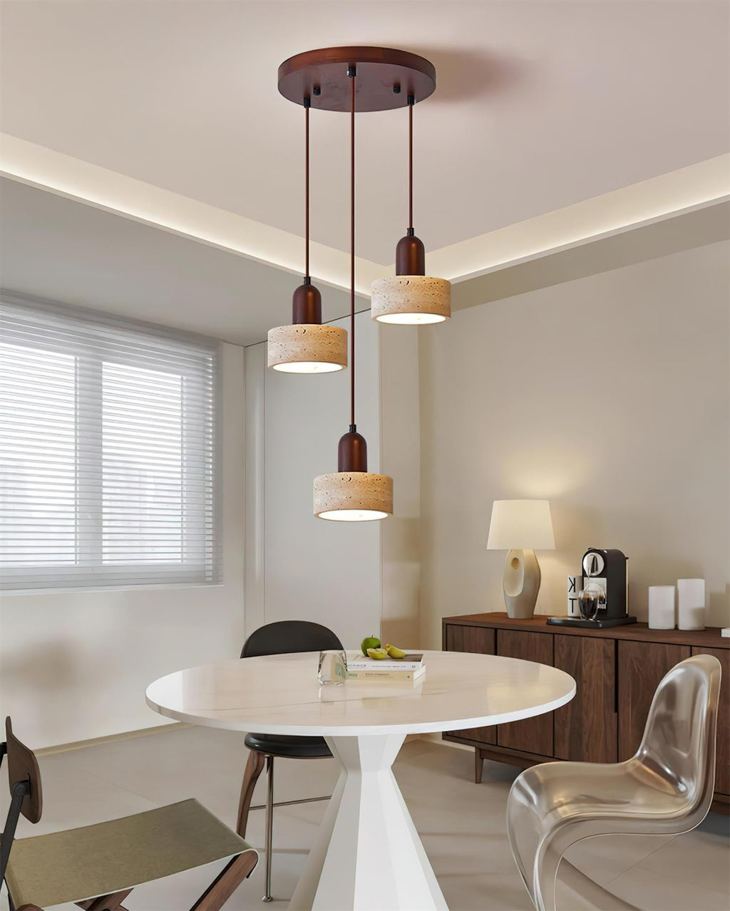 Lunara Travertine Multi-Light Pendant Lamp Set