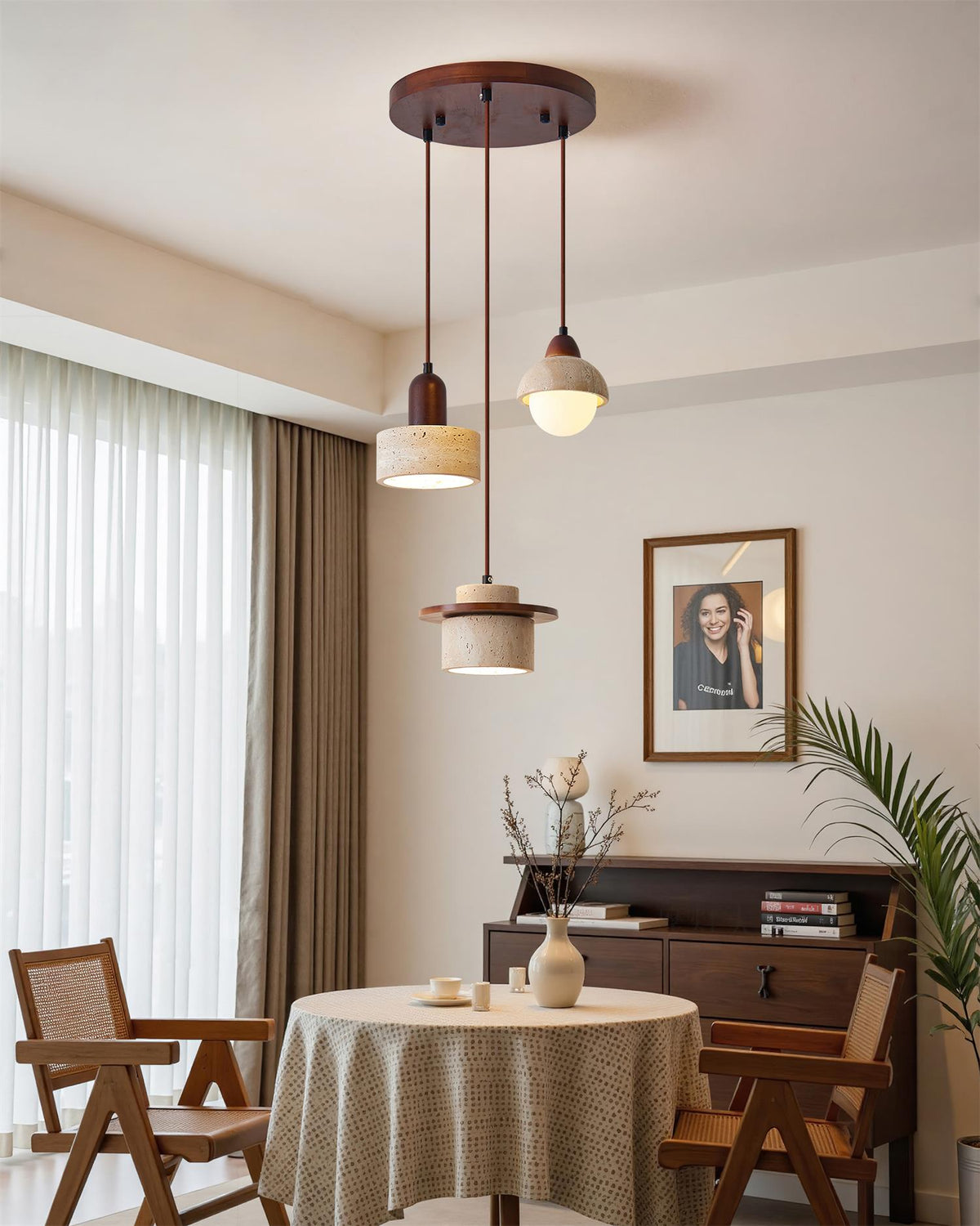 Lunara Travertine Multi-Light Pendant Lamp Set