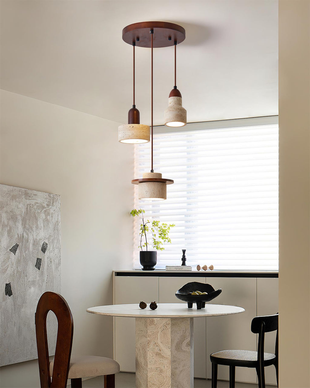 Lunara Travertine Multi-Light Pendant Lamp Set