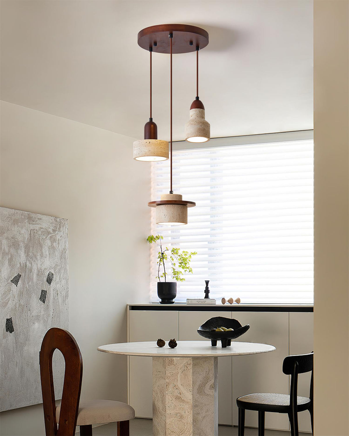 Lunara Travertine Multi-Light Pendant Lamp Set