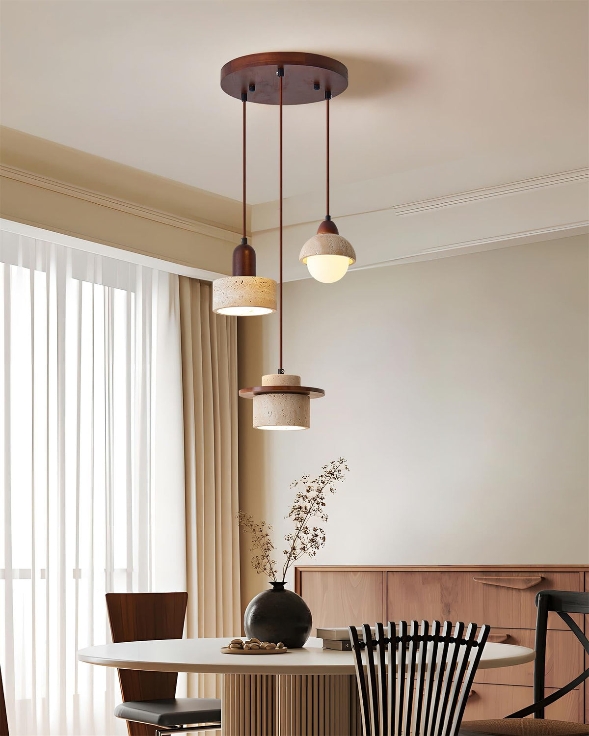Lunara Travertine Multi-Light Pendant Lamp Set