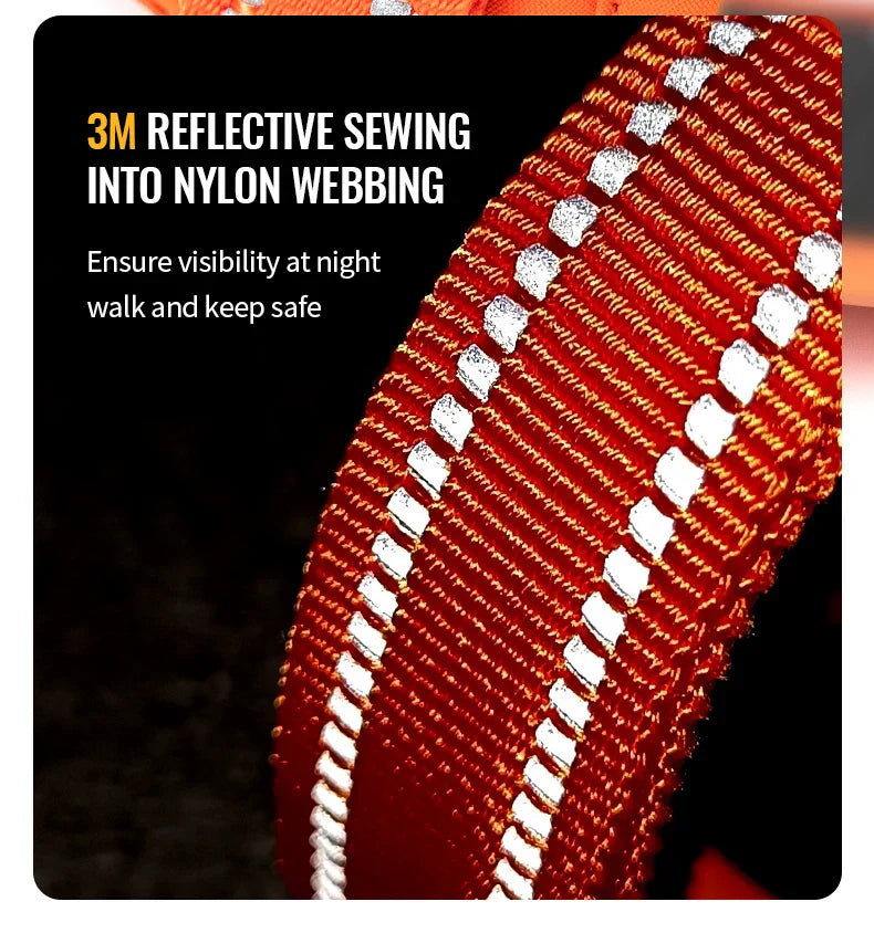 Tali Kekang Anjing Reflektif Nylon TrailGlow Tanpa Tarikan Untuk Jalan-Jalan Harian