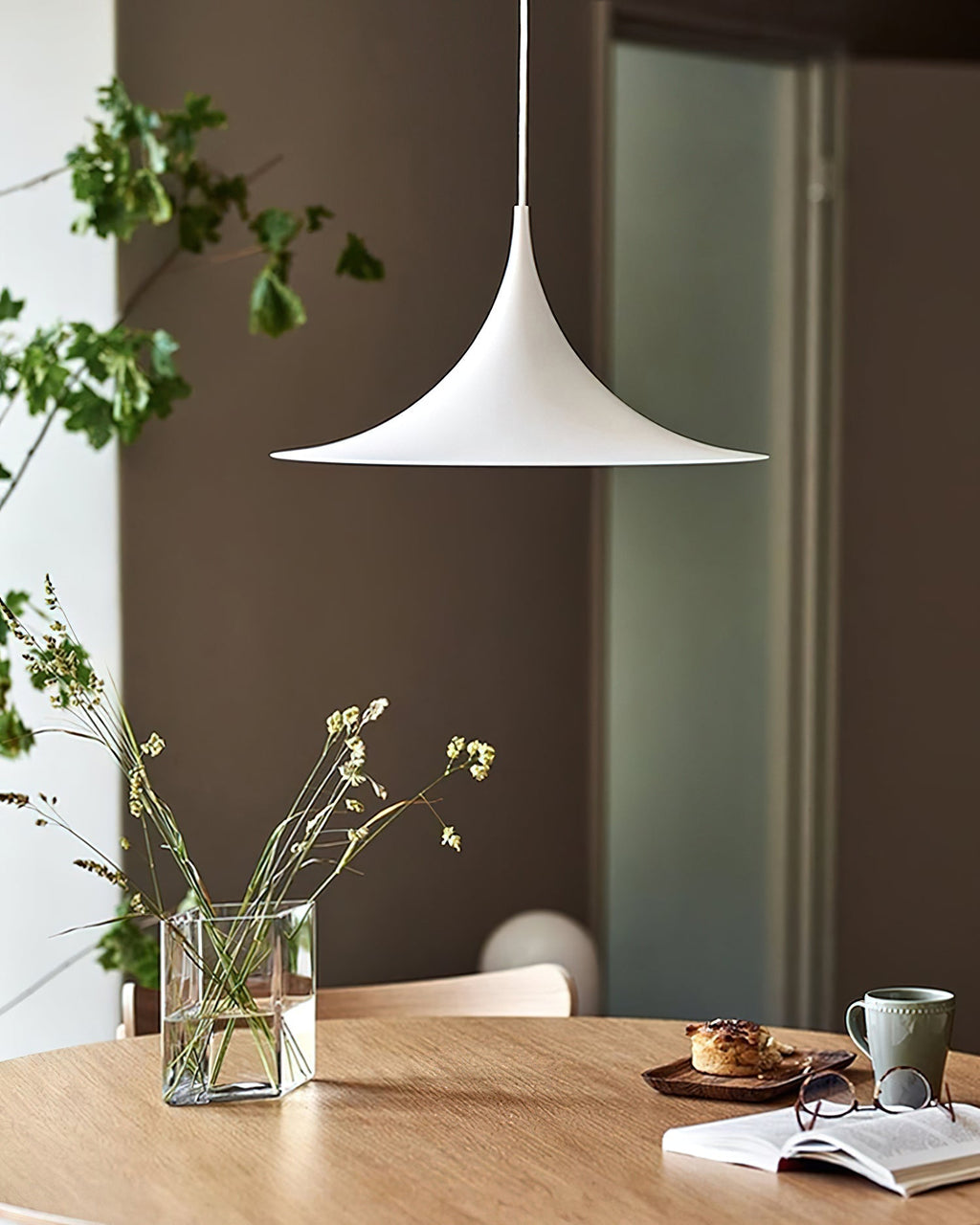 Contemporary Pendant Lamp — Slim Neck, Wide Flare Shade, 30cm & 47cm