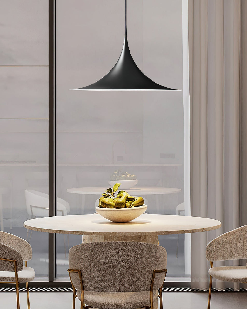 Contemporary Pendant Lamp — Slim Neck, Wide Flare Shade, 30cm & 47cm