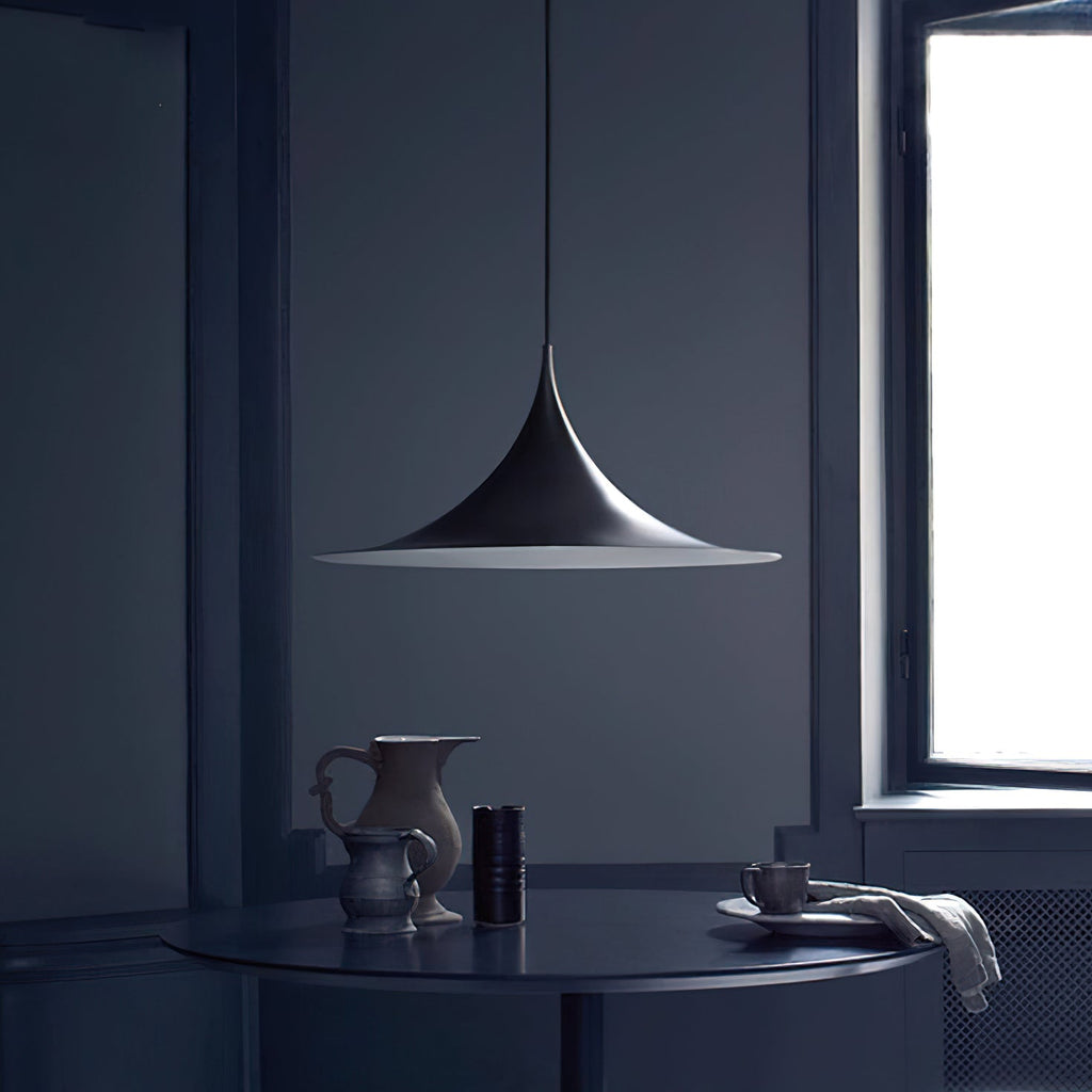 Contemporary Pendant Lamp — Slim Neck, Wide Flare Shade, 30cm & 47cm