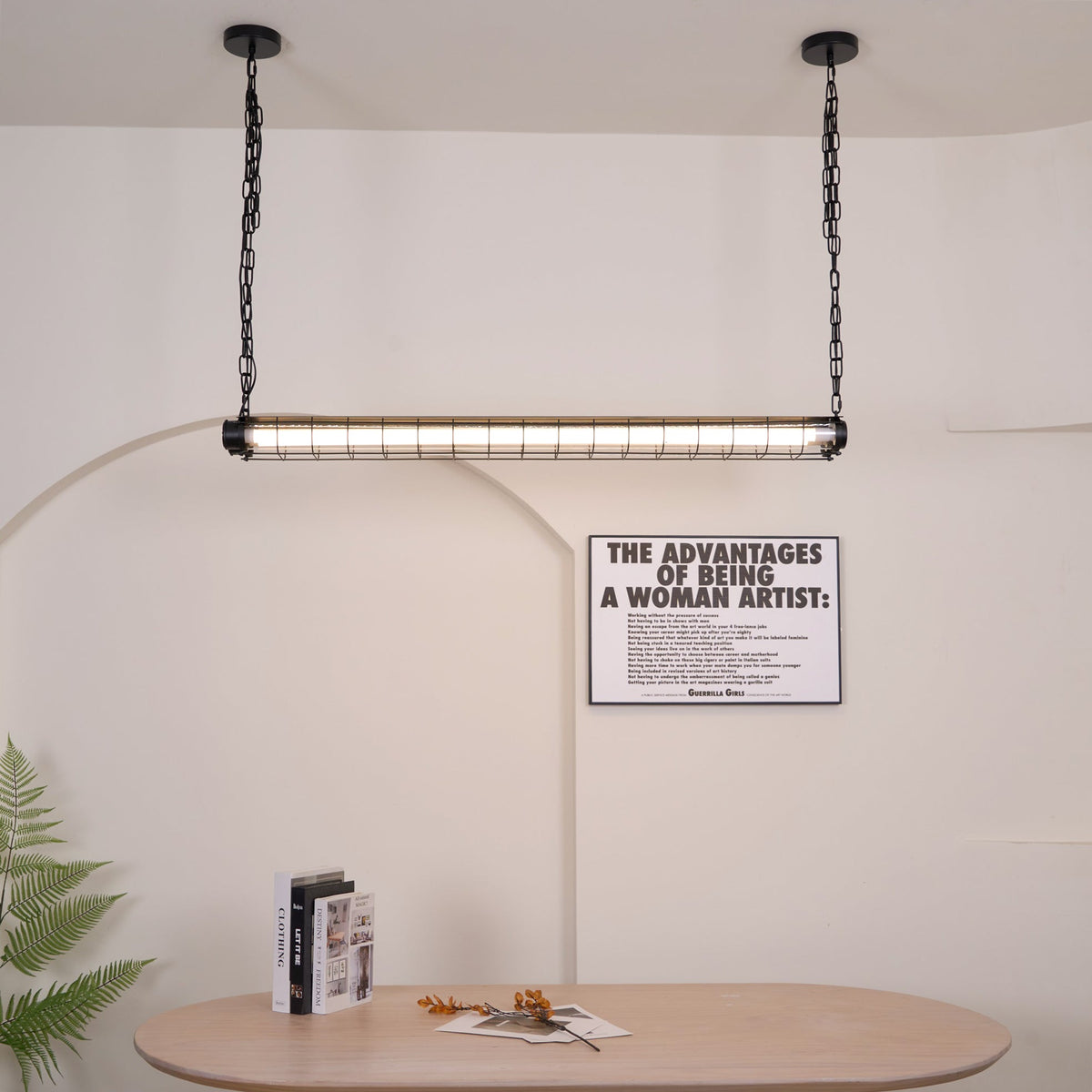 מנורת תלייה קווית תעשייתית Arorisra, 123cm, LED מובנה