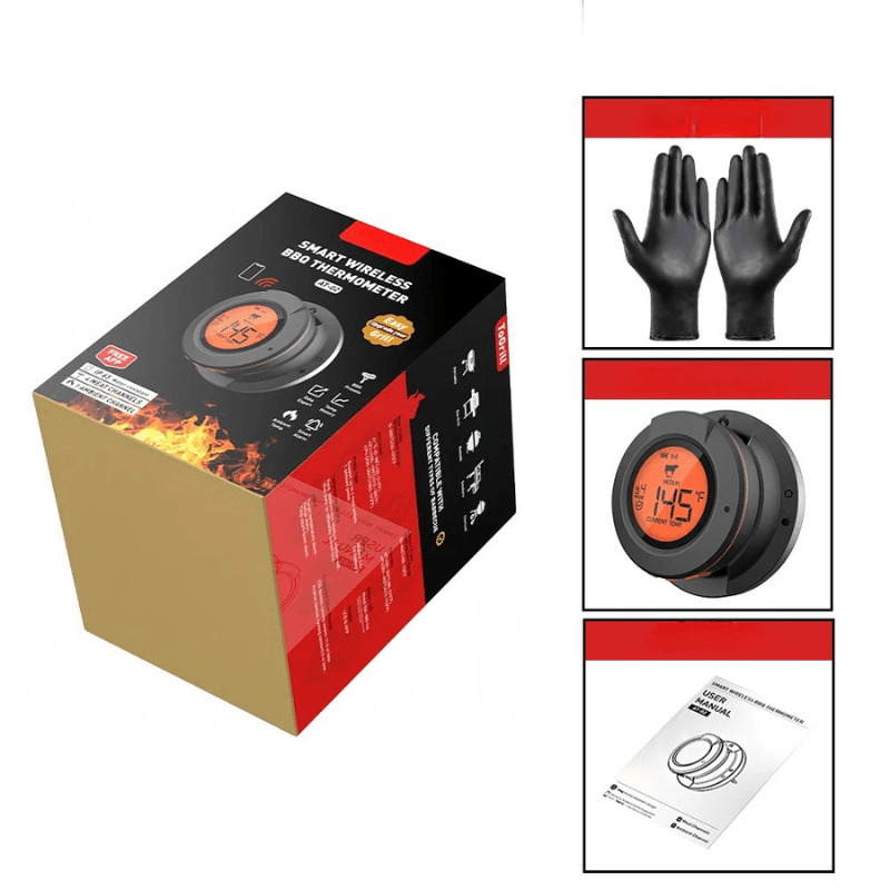 Termometro per carne wireless AeroTemp Pro per barbecue con Bluetooth in tempo reale e quattro sonde