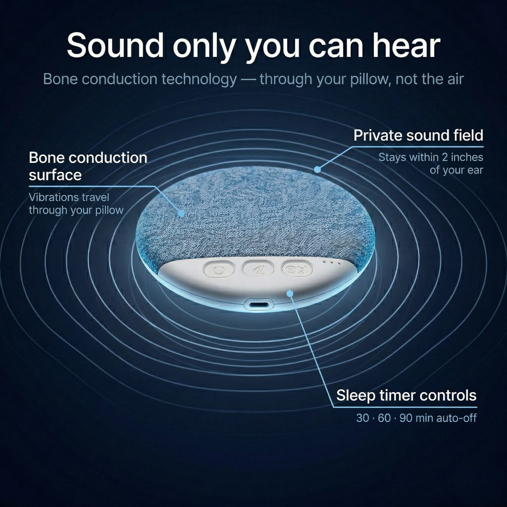 Bluetooth Pillow Speaker – Private Under-Pillow Sound, Sleep Timer, 20h Battery