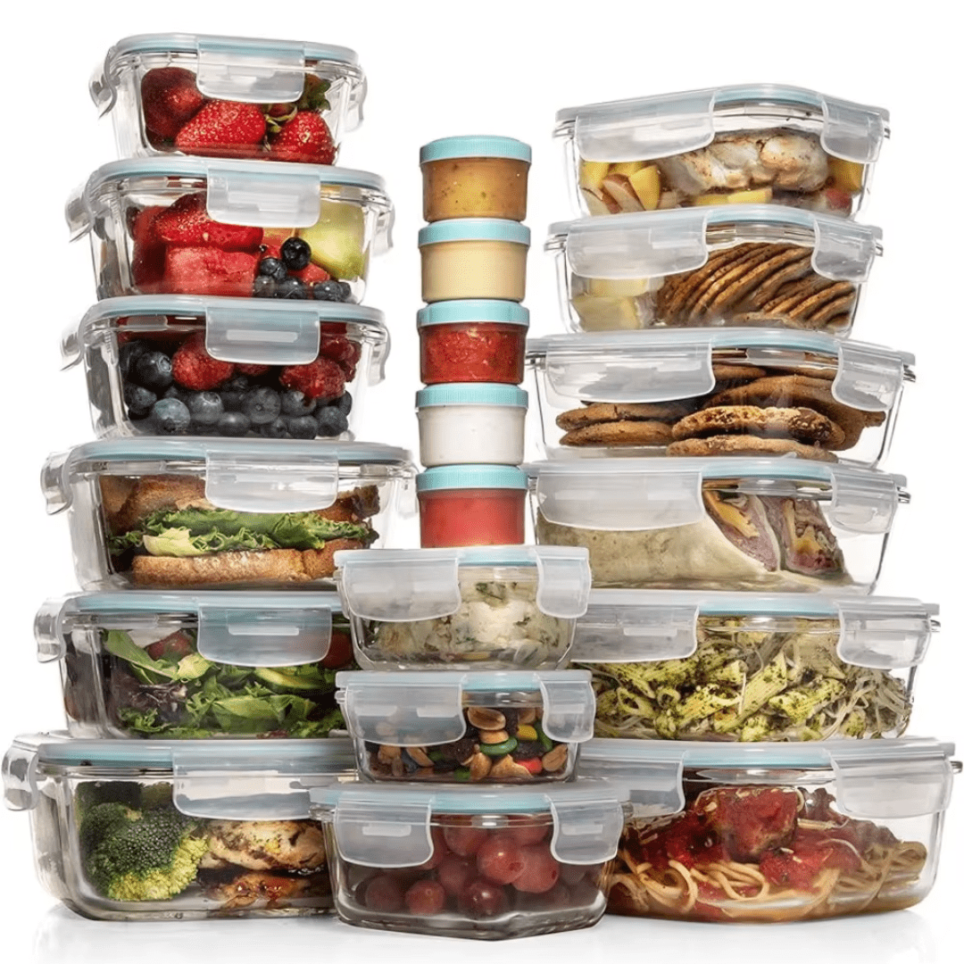 CrystalGuard 35 Piece Airtight Glass Storage Set BPA Safe For Meal Prep