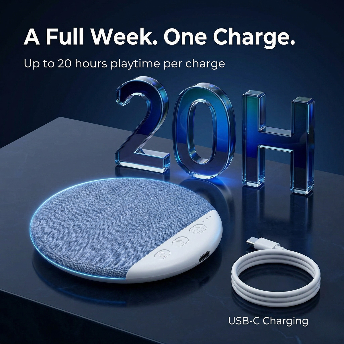 Bluetooth Pillow Speaker – Private Under-Pillow Sound, Sleep Timer, 20h Battery