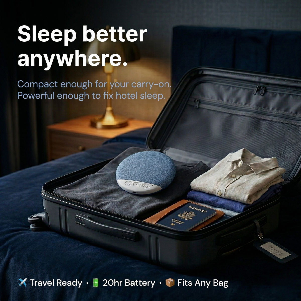 Bluetooth Pillow Speaker – Private Under-Pillow Sound, Sleep Timer, 20h Battery