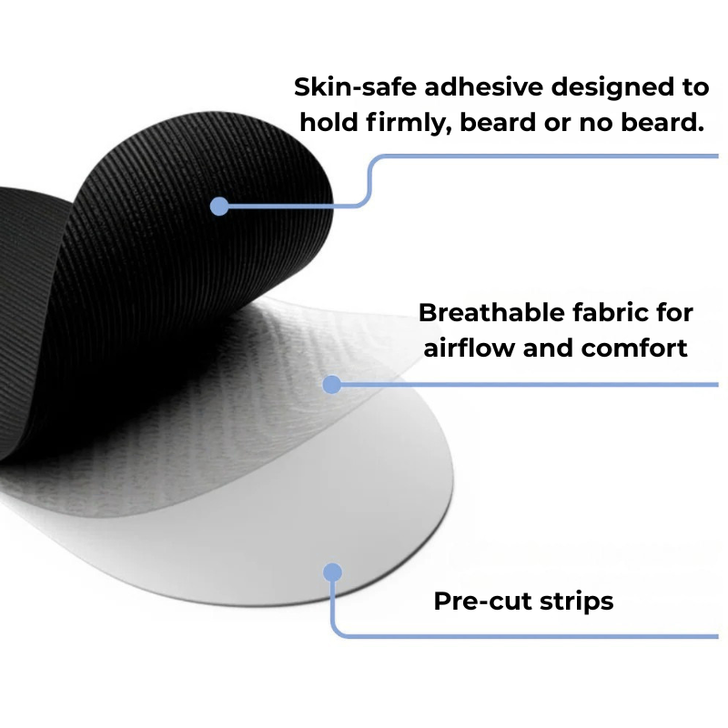 VivoSleep mouth tape helps reduce snoring caused by open lips.