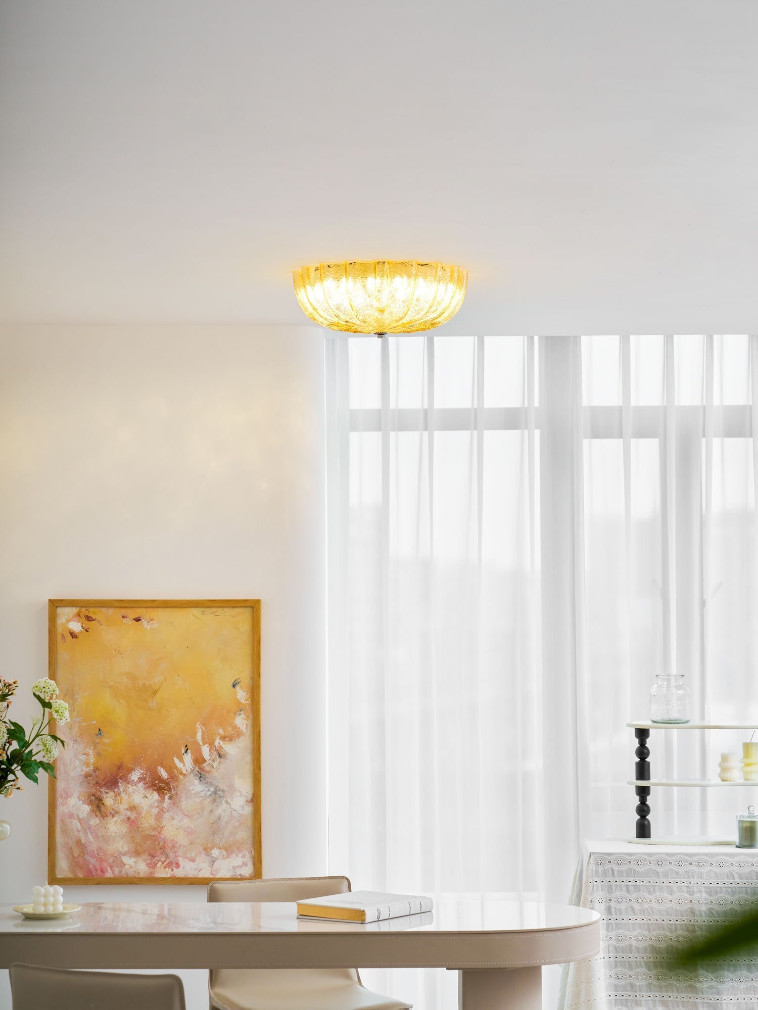 Murano taklampa för utanpåliggande montering — blåst glas, kromfäste