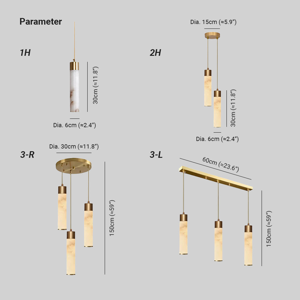 Biała wisząca lampa z alabastru Dike