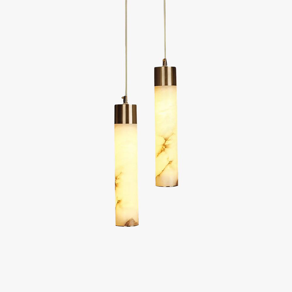Biała wisząca lampa z alabastru Dike