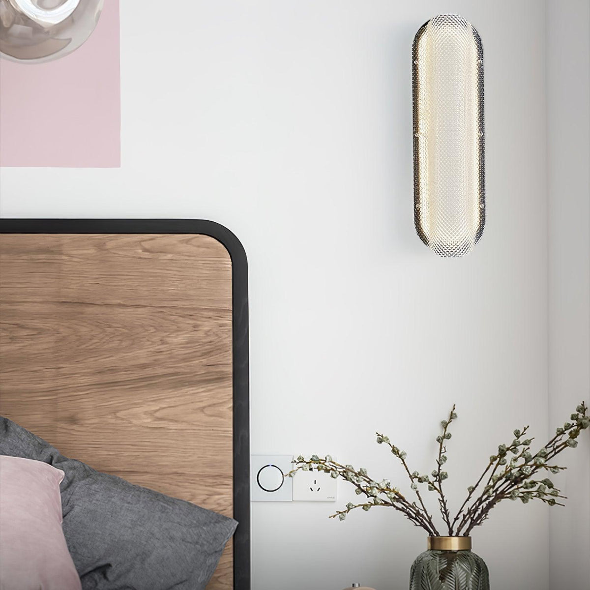 Candeeiro de parede industrial Lumorecs em vidro com LED integrado