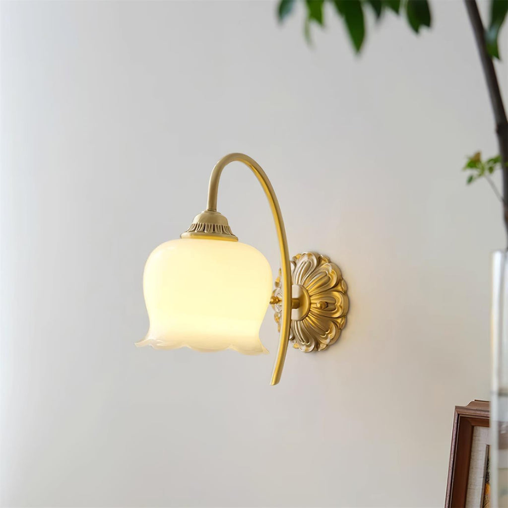 Wandleuchte Valley Flower — Beiger Orchideenbesatz