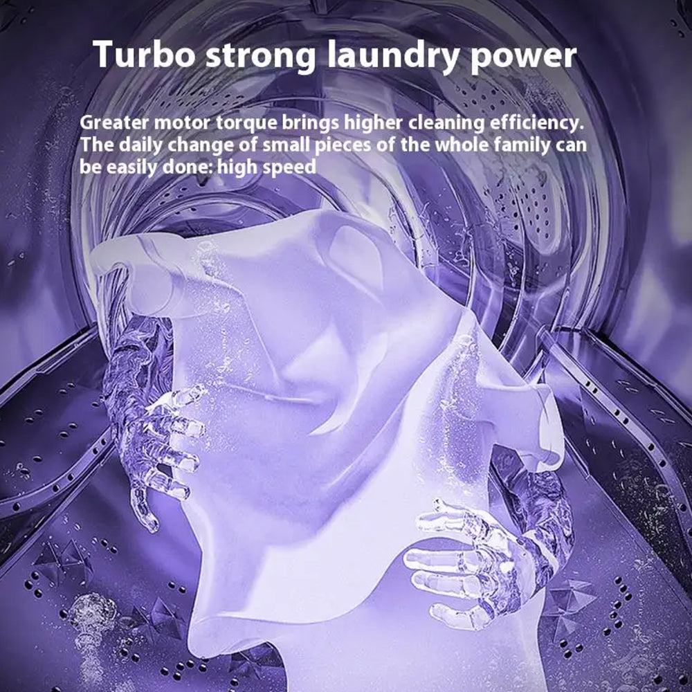 Sammenleggbar bærbar vaskemaskin med innebygd tørketrommel for hjemmebruk