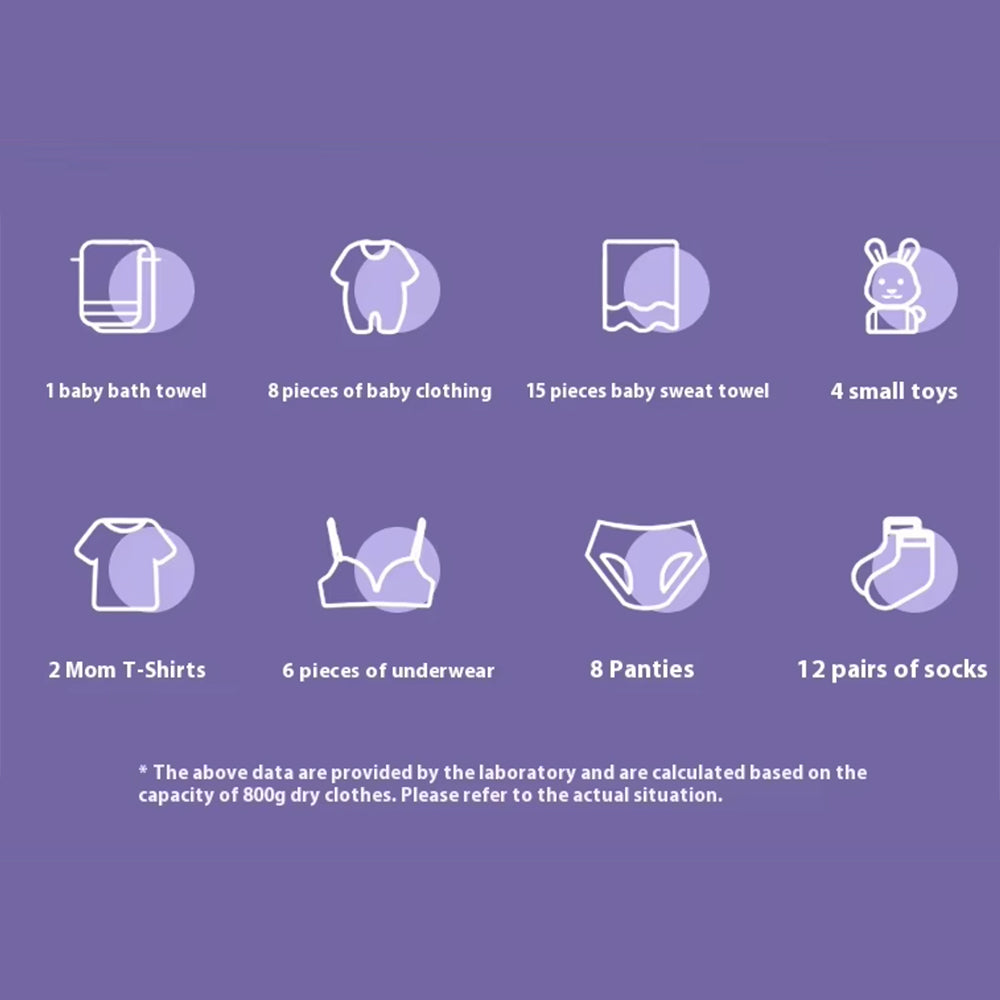 Sammenleggbar bærbar vaskemaskin med innebygd tørketrommel for hjemmebruk