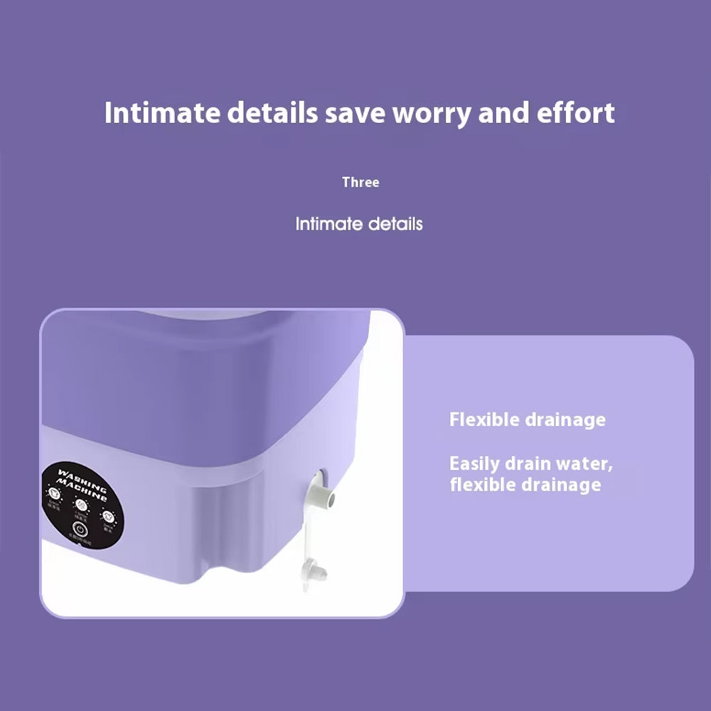 Sammenleggbar bærbar vaskemaskin med innebygd tørketrommel for hjemmebruk