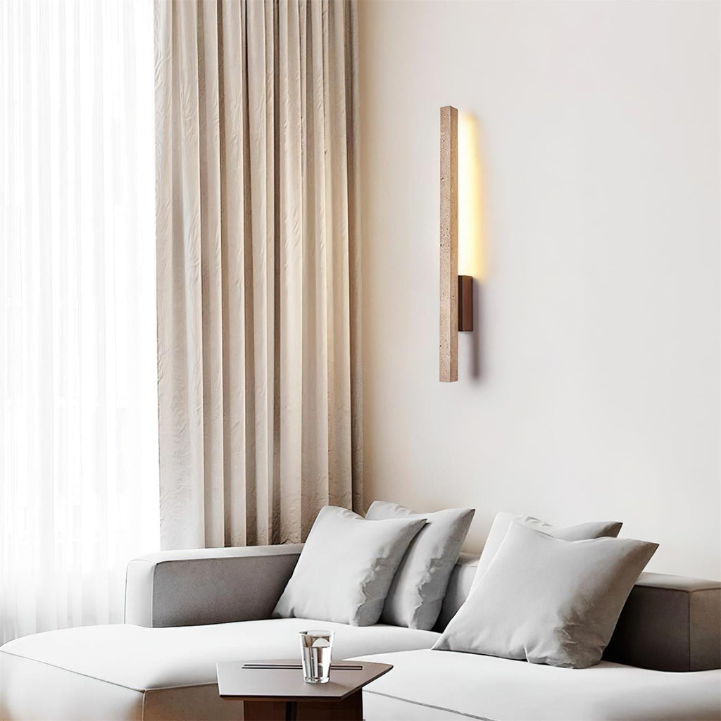 Lampada da parete sottile Opalyn in travertino - LED integrato bianco caldo 3000K