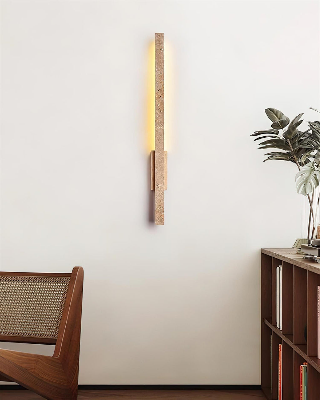 Lampada da parete sottile Opalyn in travertino - LED integrato bianco caldo 3000K