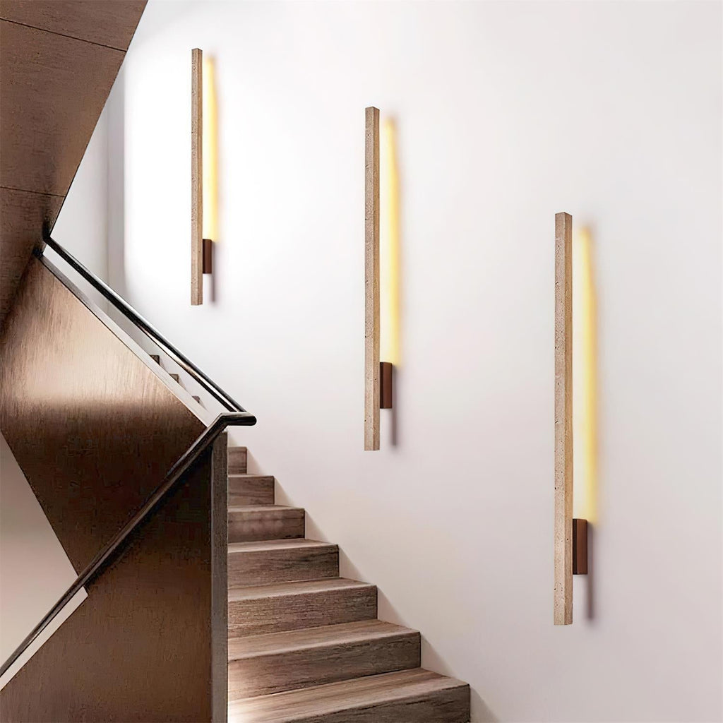 Lampada da parete sottile Opalyn in travertino - LED integrato bianco caldo 3000K