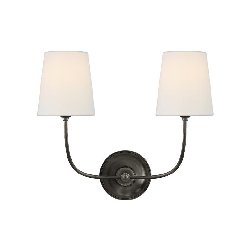 Nástěnná lampa Victor - černý bronz, látkové stínidlo