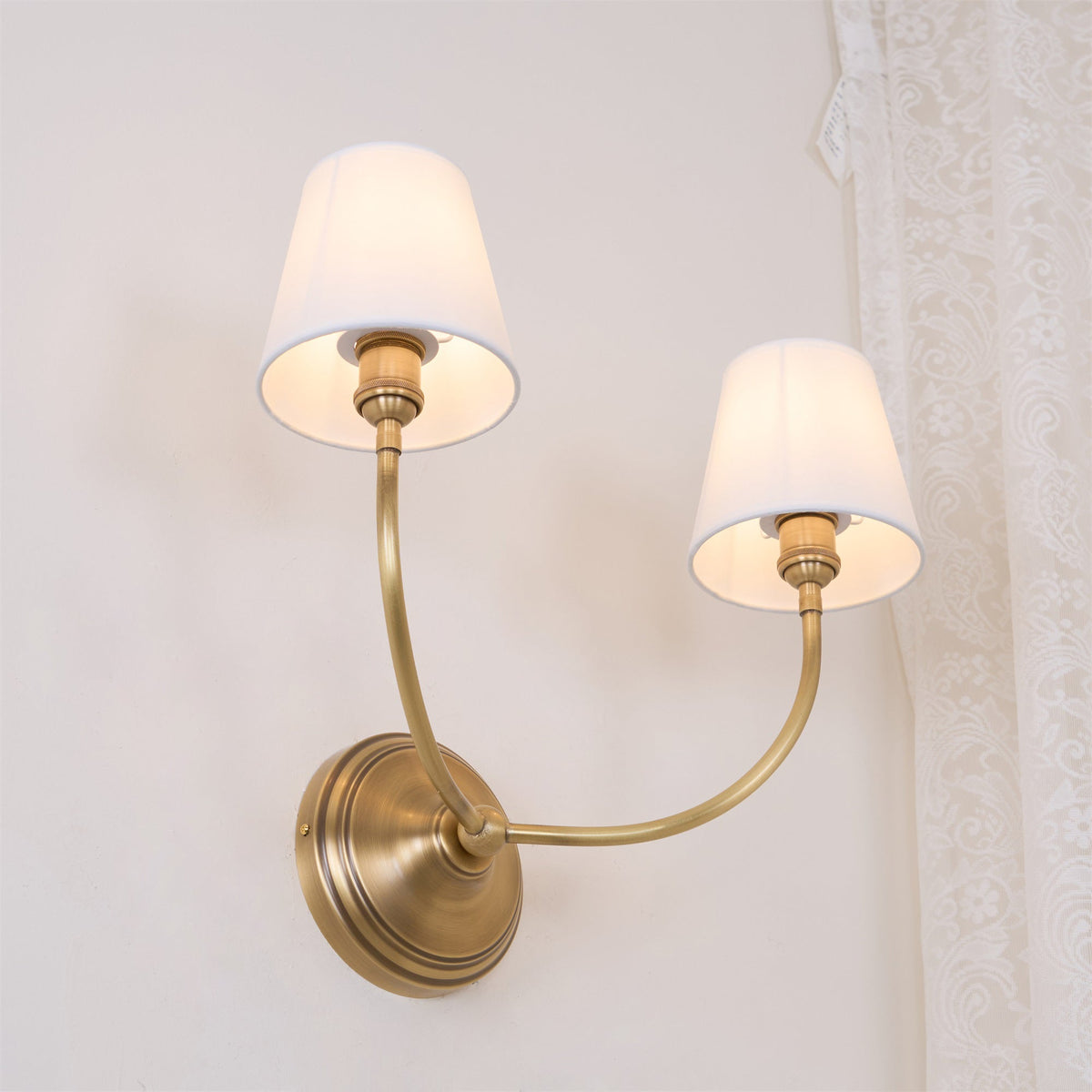Nástěnná lampa Victor - černý bronz, látkové stínidlo