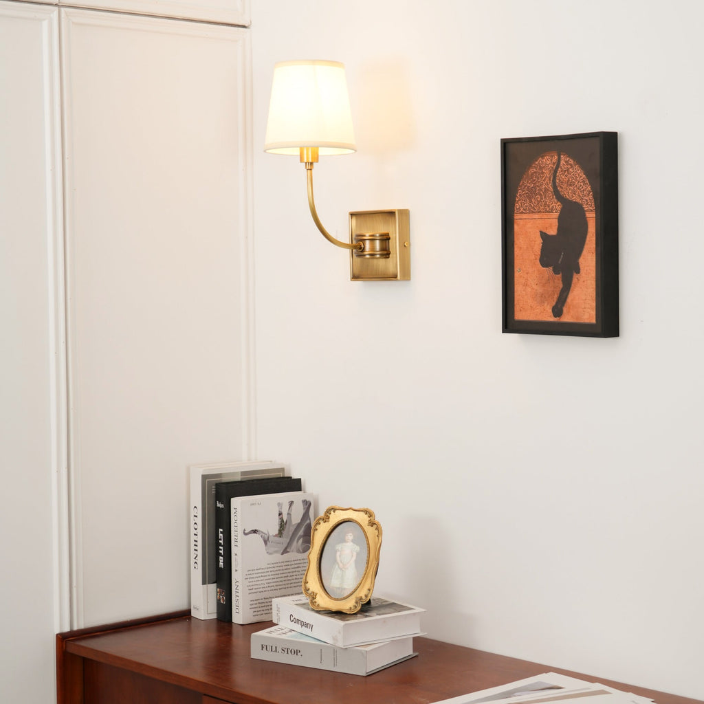 Nástěnná lampa Victor - černý bronz, látkové stínidlo