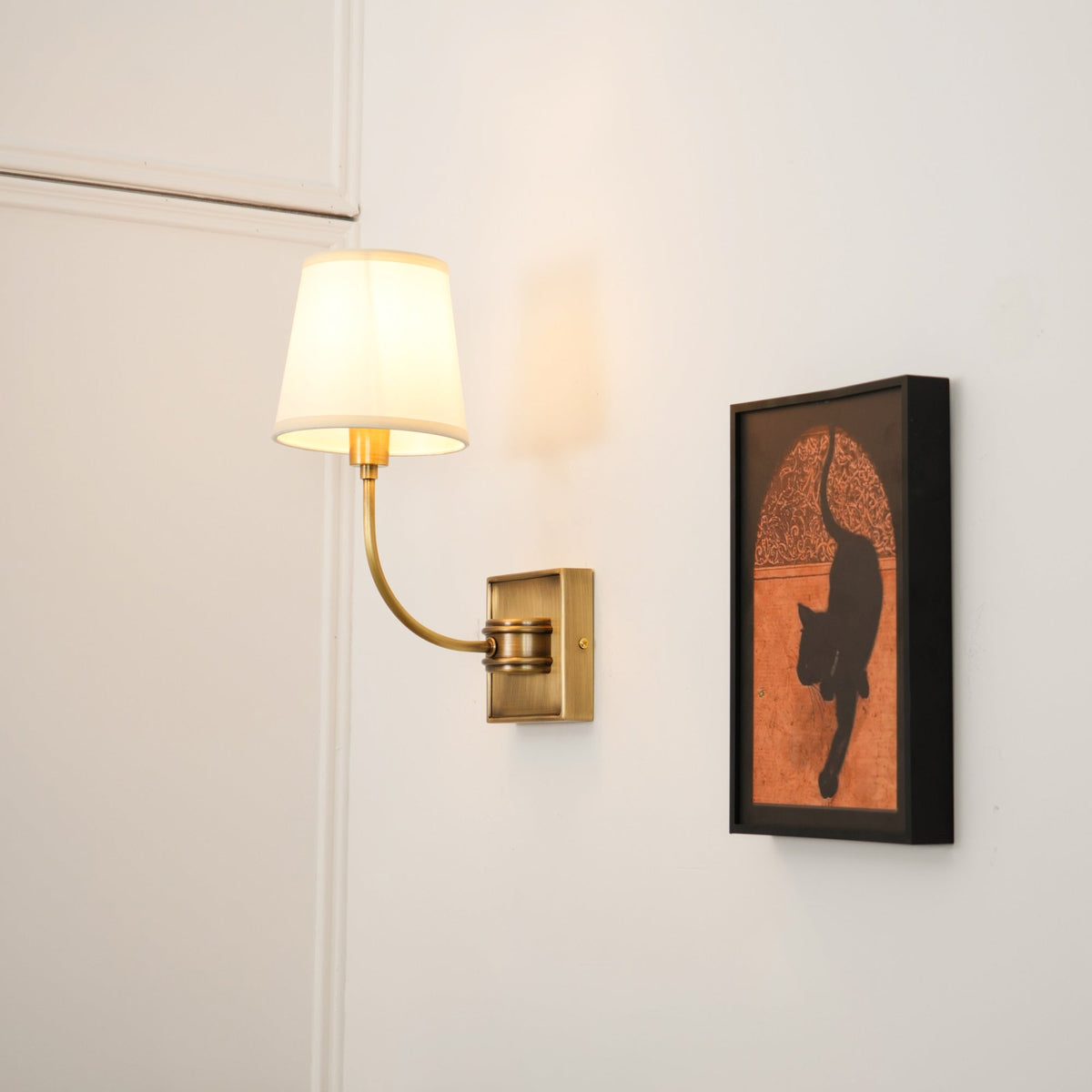 Nástěnná lampa Victor - černý bronz, látkové stínidlo