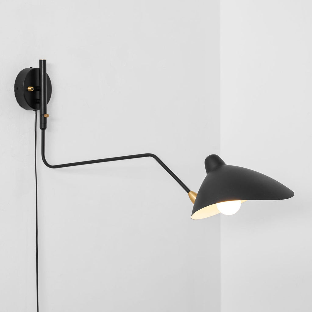 One-Arm Wall Sconce — 47″ Reach, Sculpted Design