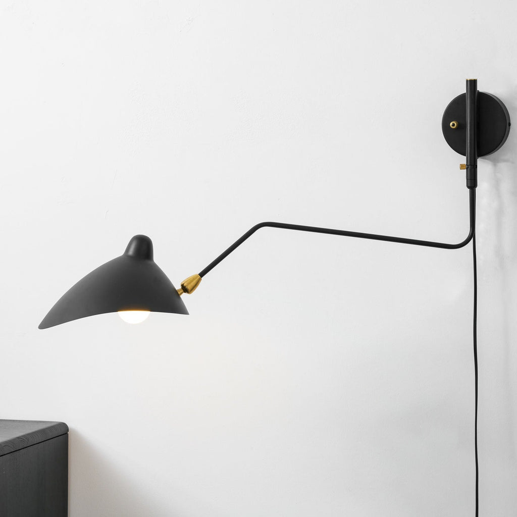 One-Arm Wall Sconce — 47″ Reach, Sculpted Design