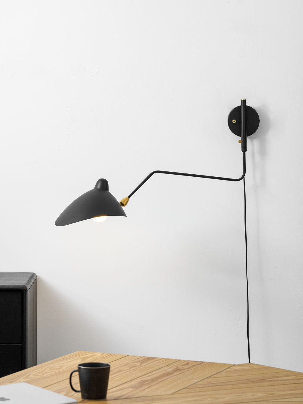 One-Arm Wall Sconce — 47″ Reach, Sculpted Design
